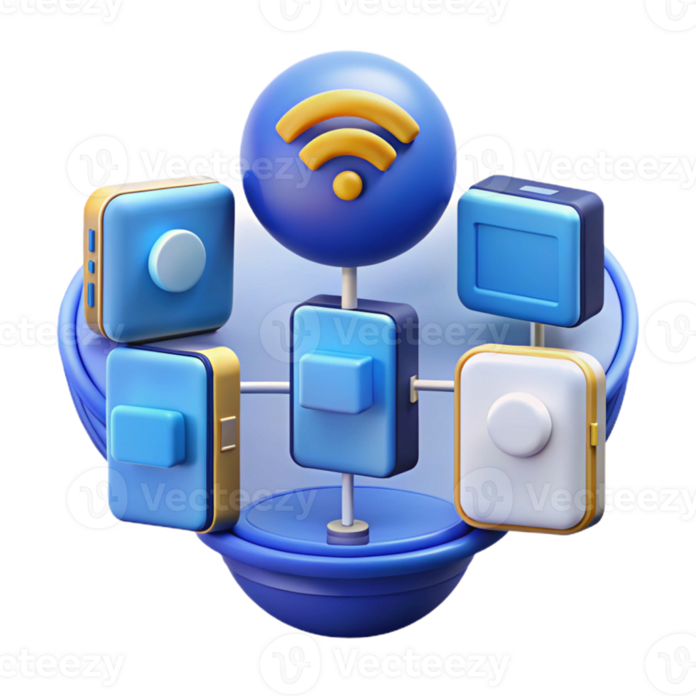 vibrant rustic Connected Devices Network Illustration Blue Transparent Background high resolution png