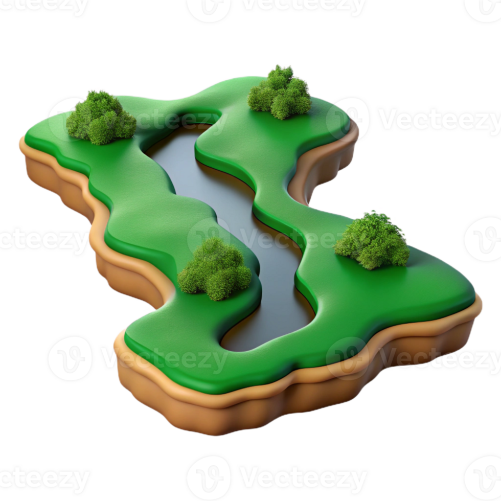 wonderful artistic Congo Basin Rainforest River Meandering View Cutout high quality png