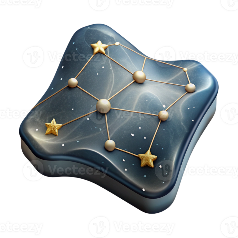 beautiful rustic Constellation Map Transparent Background with Star Names premium png