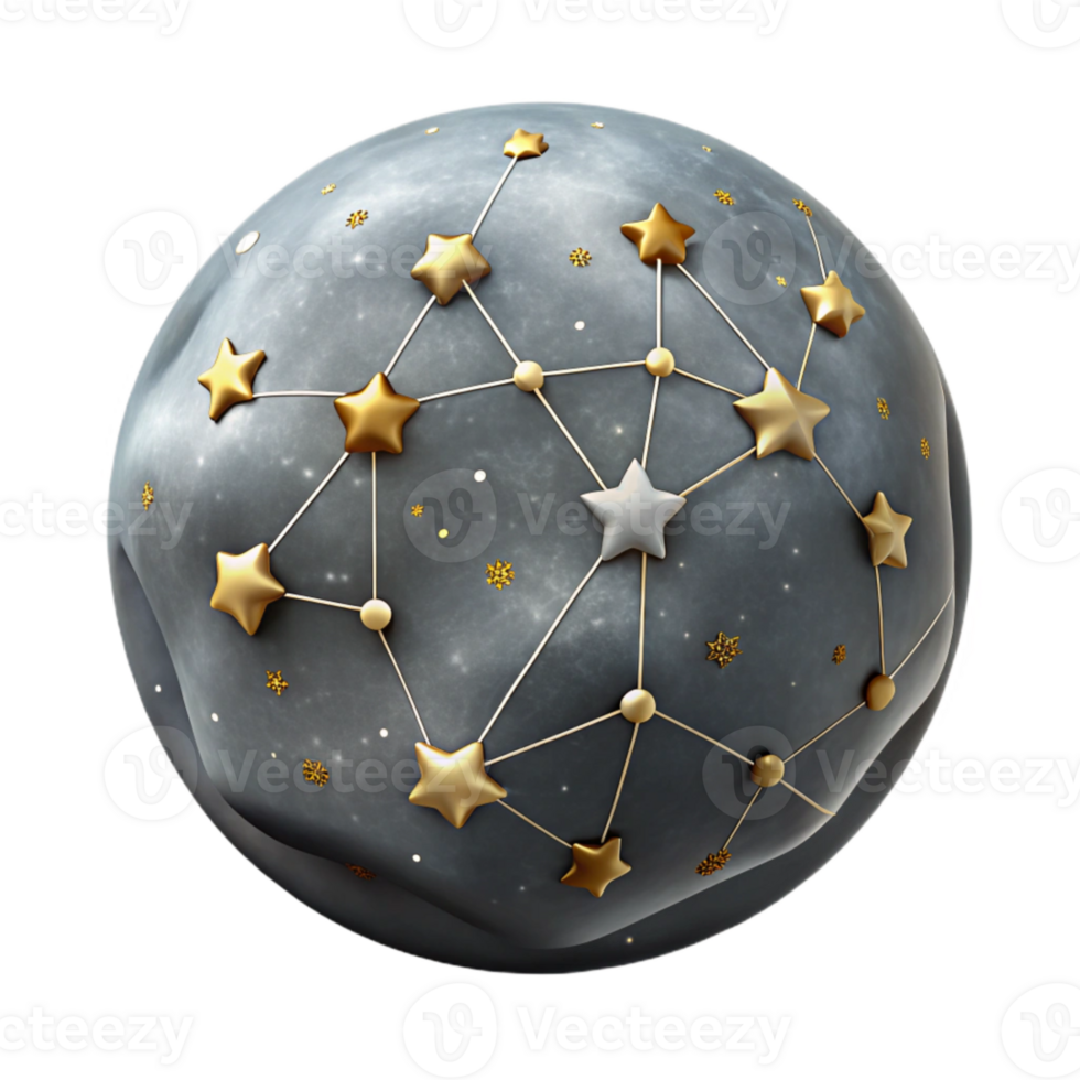 serene creative Constellation Map Transparent Background with Star Names genuine png