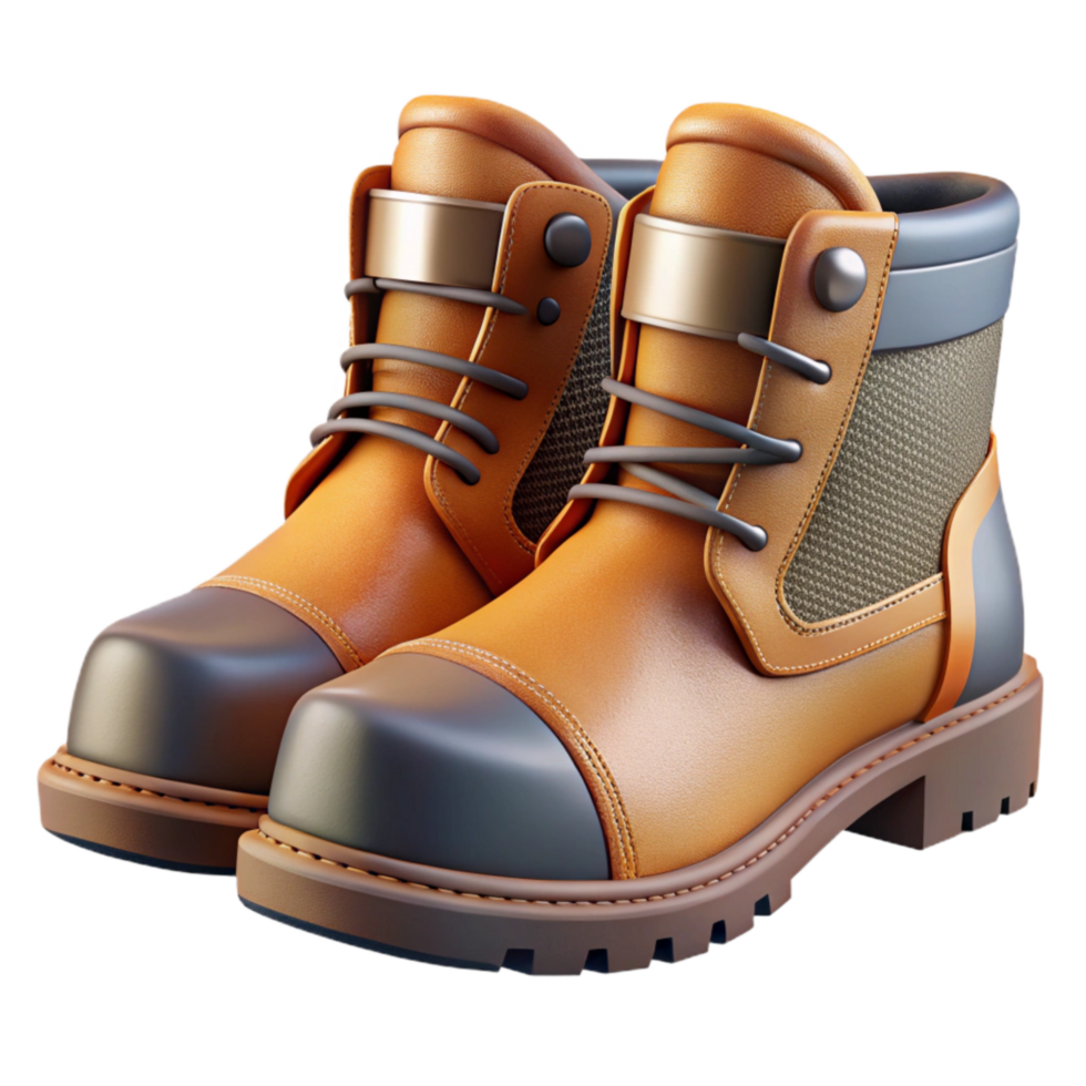 dramatic contemporary Construction Boots Steel Toe Side Angle Cutout detailed png