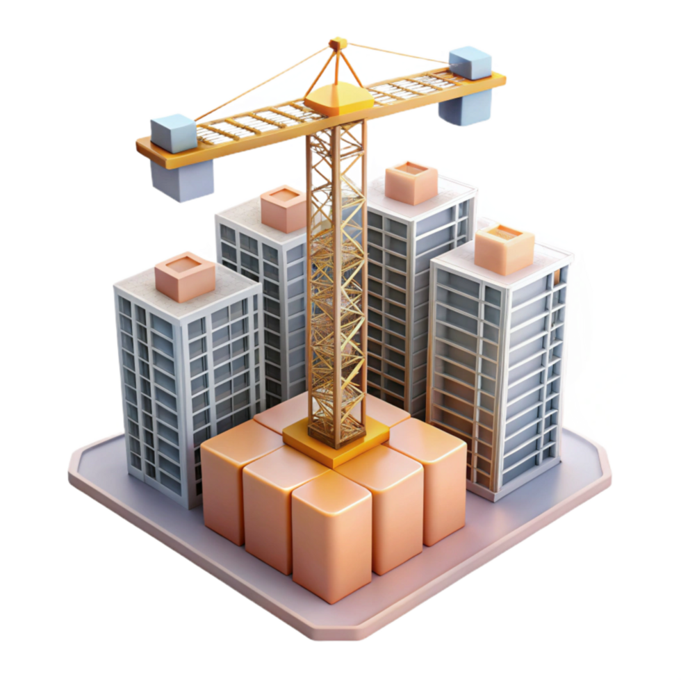 elegant classic Construction Crane Building Skyscraper Transparent Background high resolution png