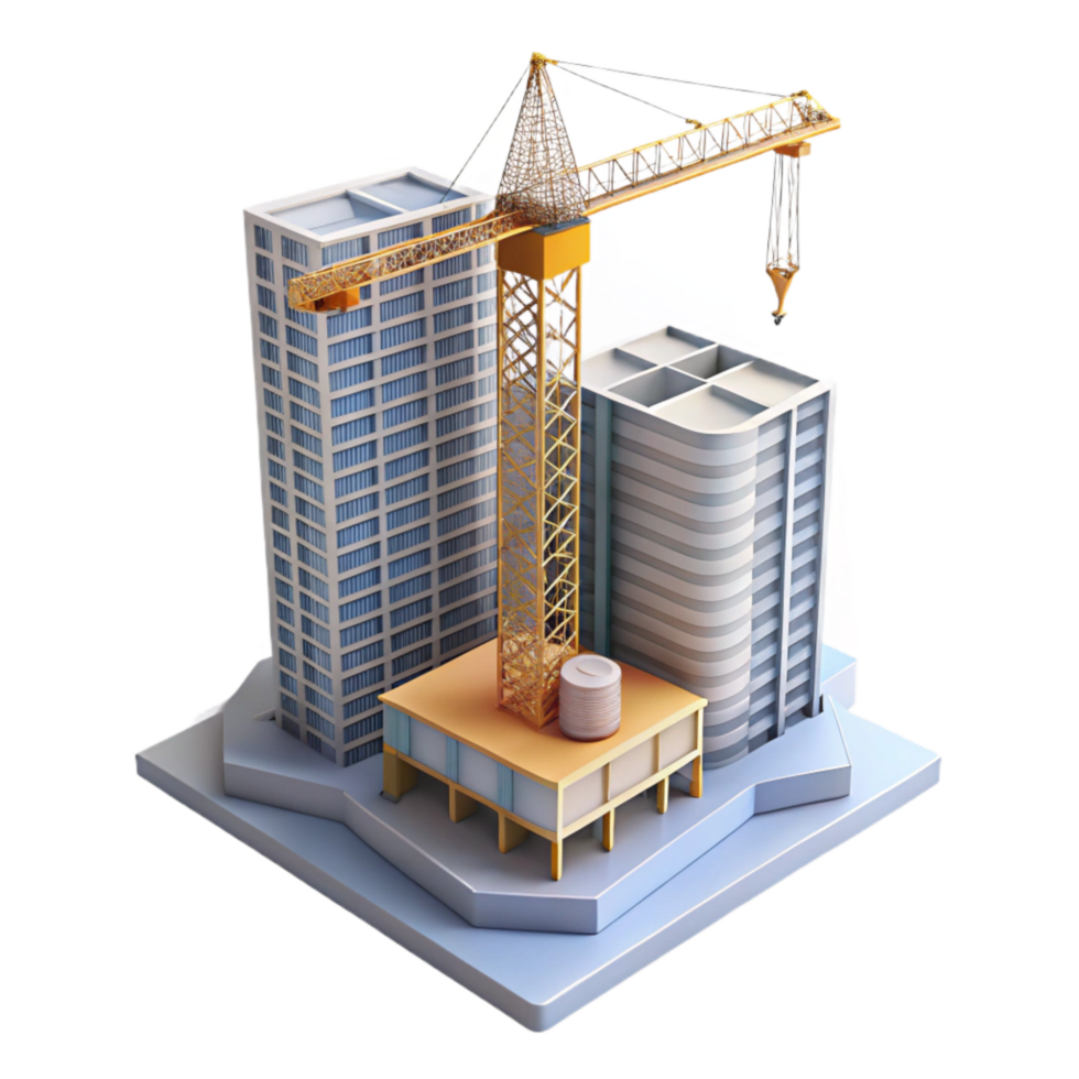 beautiful creative Construction Crane Building Skyscraper Transparent Background png