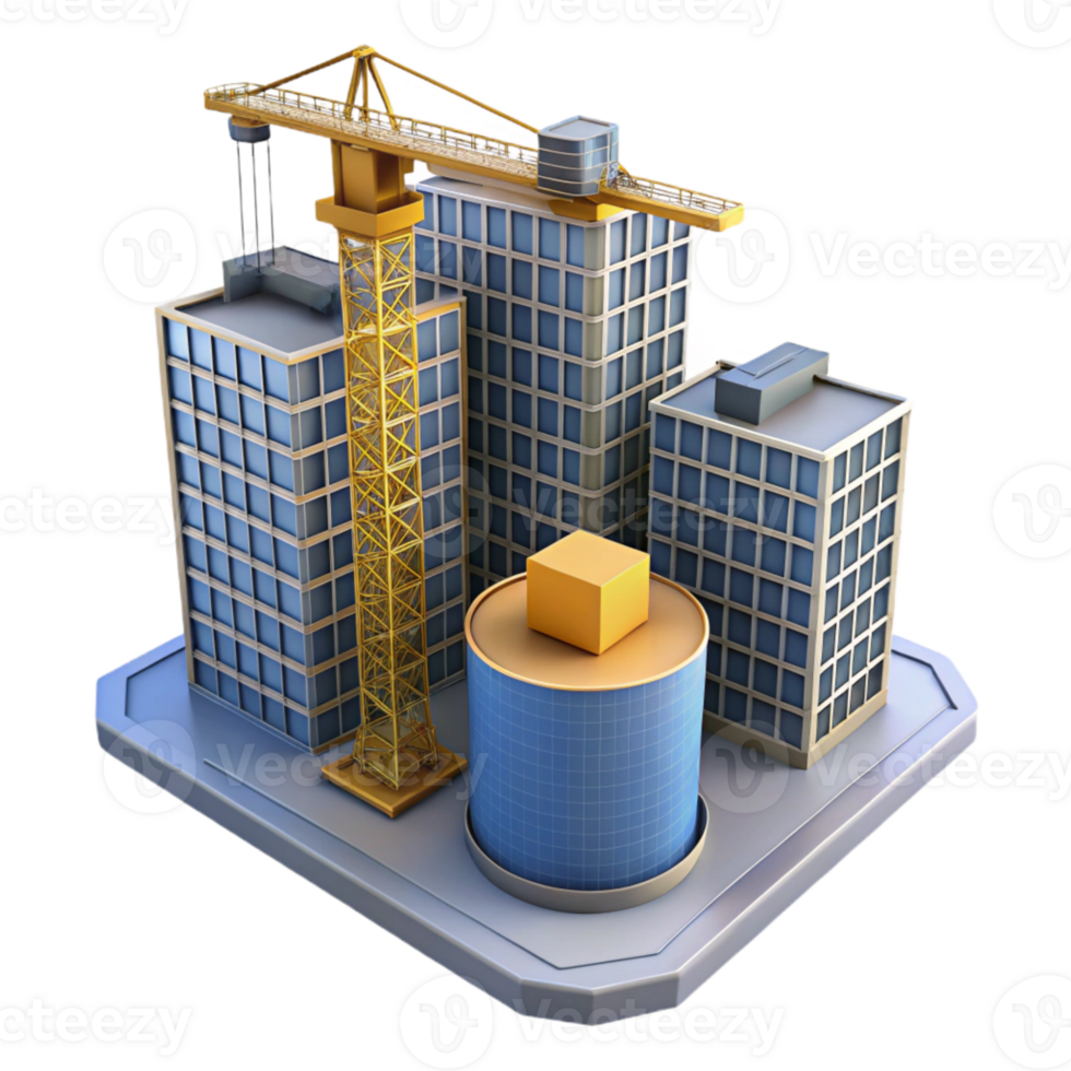impressive minimalist Construction Crane Building Skyscraper Transparent Background high resolution png
