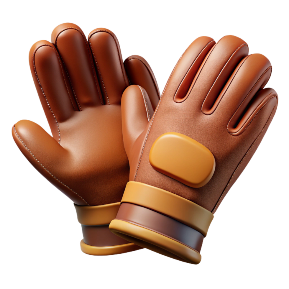 Construction Gloves Leather Brown Transparent png