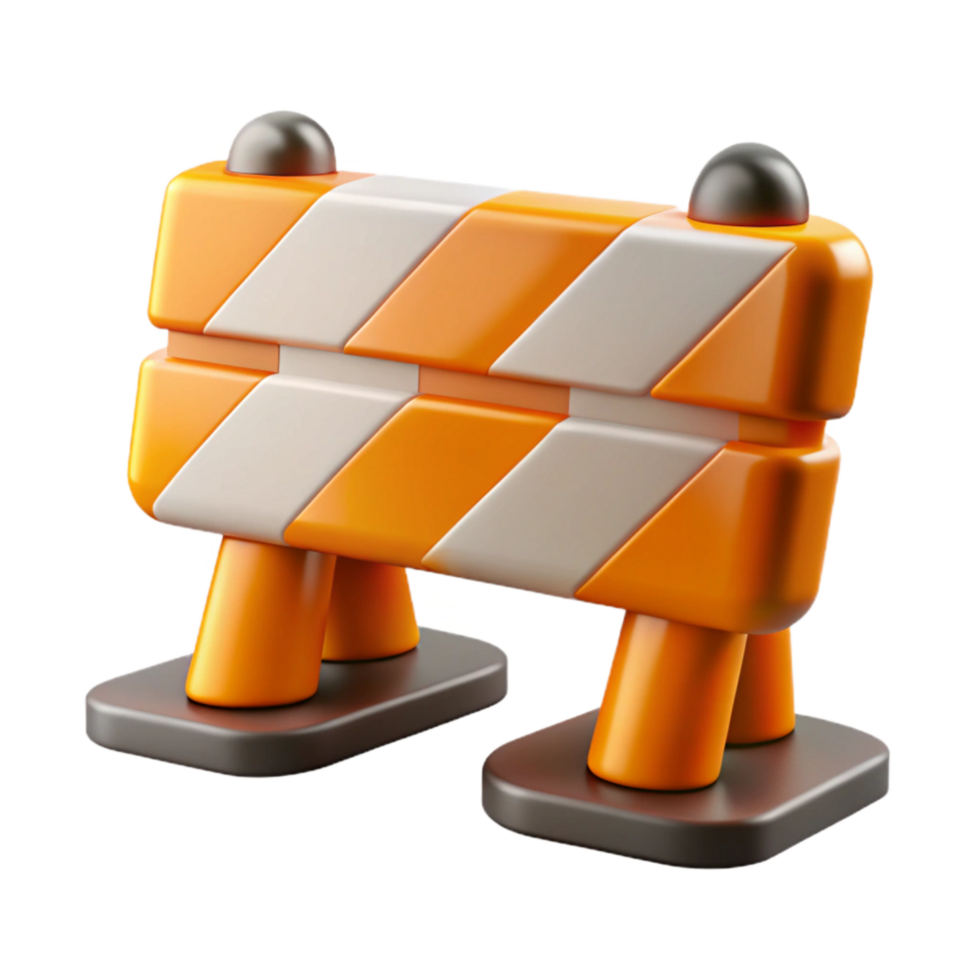 magnificent minimalist Construction Site Barrier with Orange Stripes Transparent png