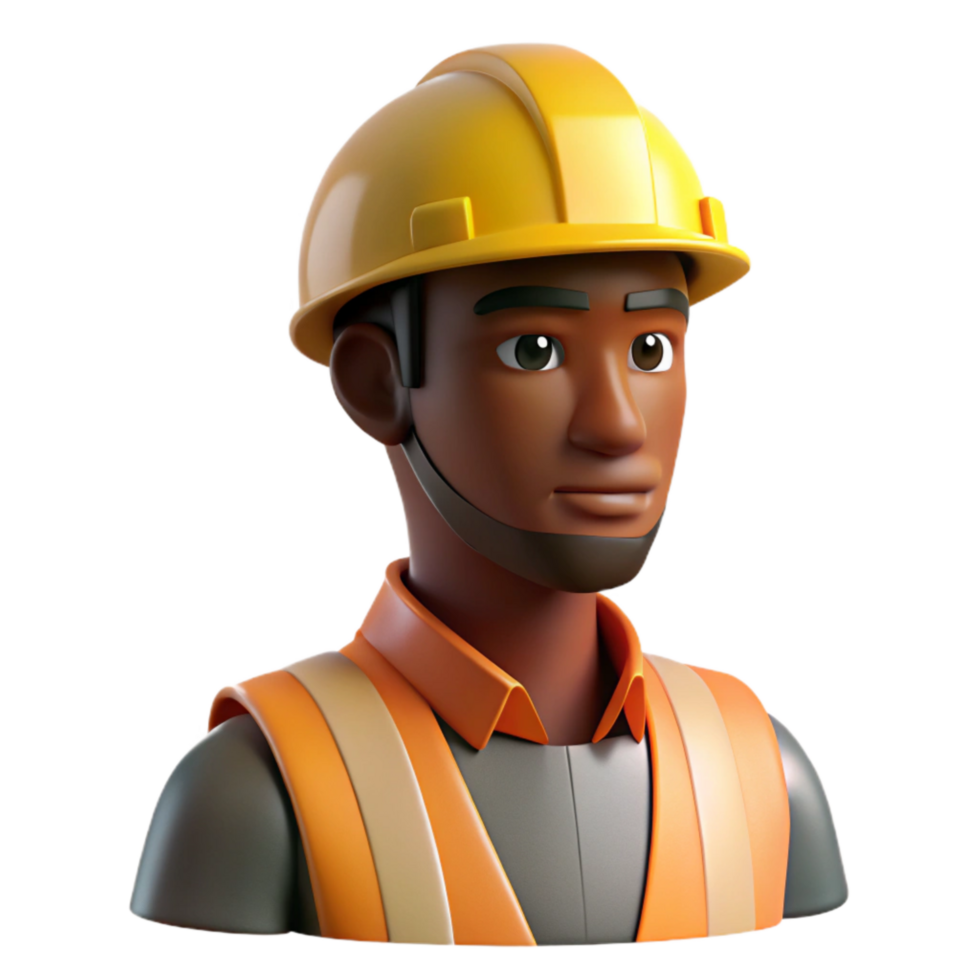 vibrant minimalist Construction Worker Silhouette Side View Transparent premium png