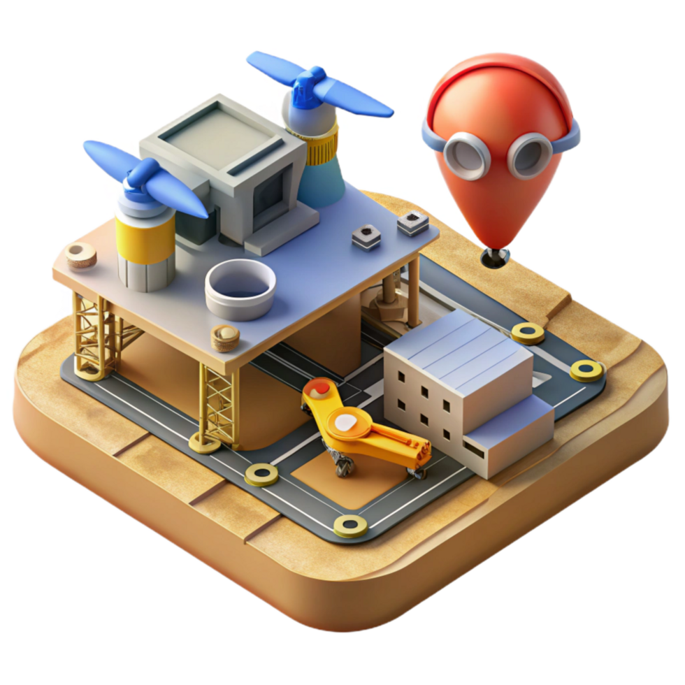 magnificent rustic Construction Site Drone Mapping Top View Isolated high quality png