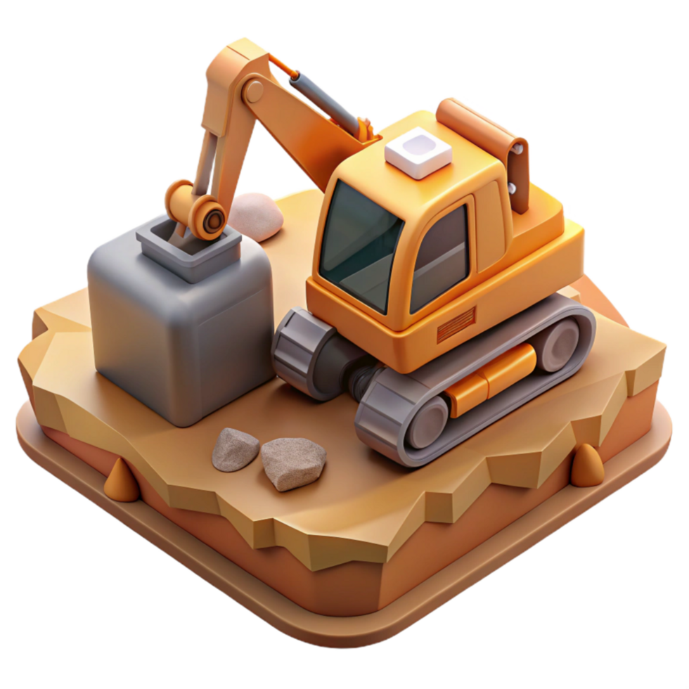 dramatic artistic Construction Site with Excavator Transparent Background exclusive png