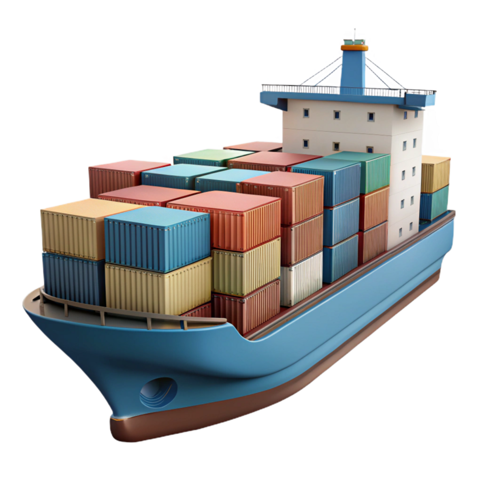 impressive vintage Container Ship at Port Transparent Background professional png