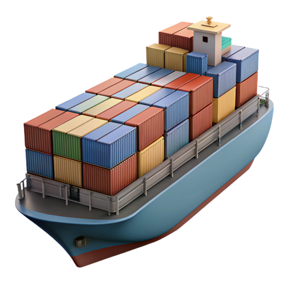 vibrant classic Container Ship at Port Transparent Background exclusive png
