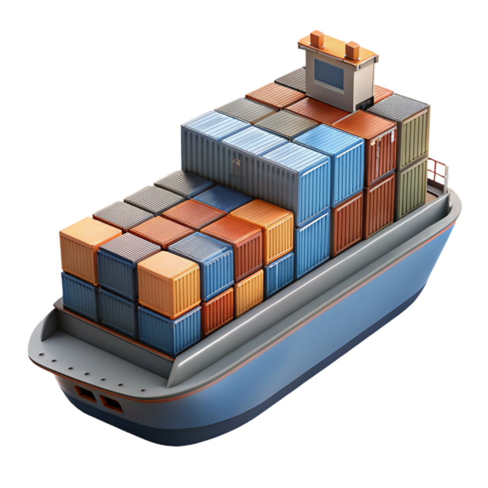 magnificent minimalist Container Ship at Port Transparent Background professional png