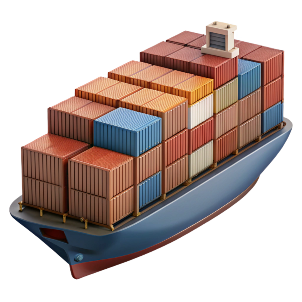dramatic traditional Container Ship at Port Transparent Background png