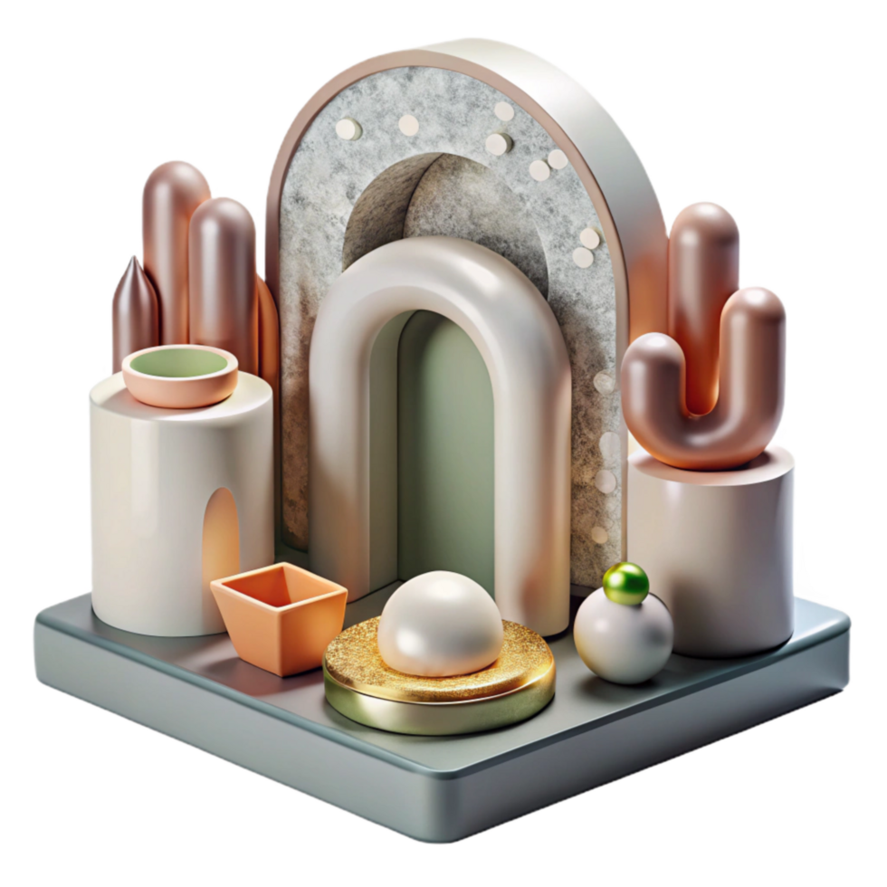 serene modern Contemporary Art Installation Front View Isolated genuine png