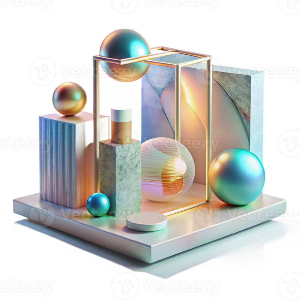 elegant modern Contemporary Art Installation Illuminated Transparent Background high resolution png