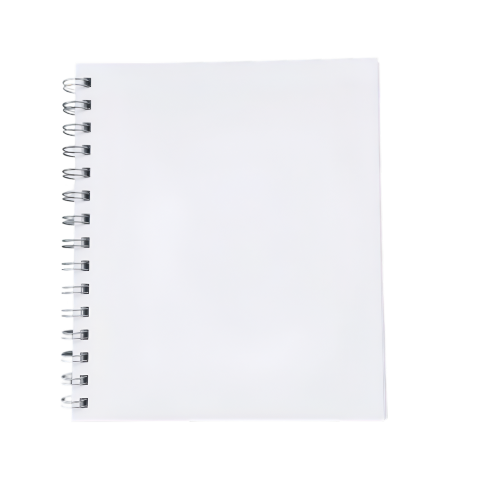 Blank White Notebook with Spiral Binding for Writing png