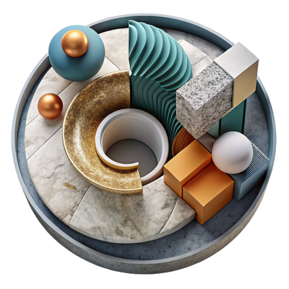 stunning rustic Contemporary Art Installation Top View Isolated png