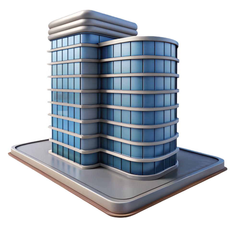 beautiful minimalist Contemporary Office Tower Isolated on White exclusive png