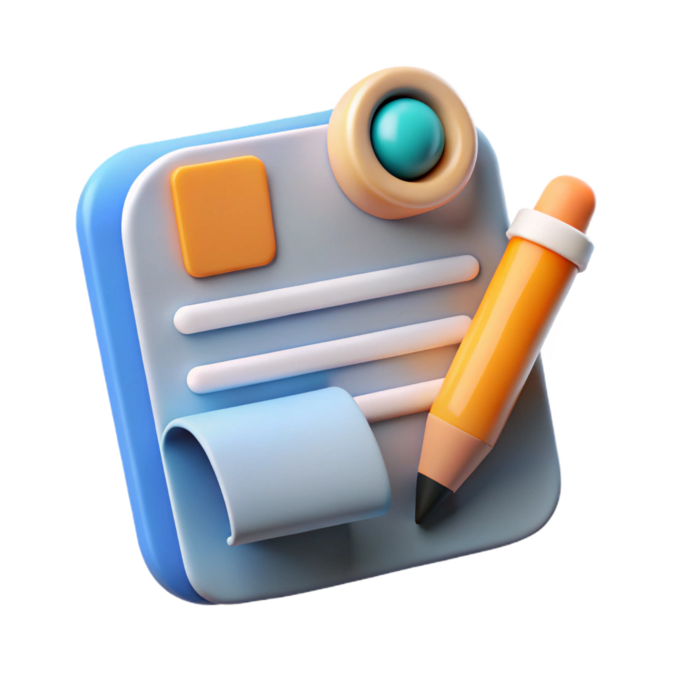serene artistic Content Marketing Icon Pencil and Paper Transparent Background png
