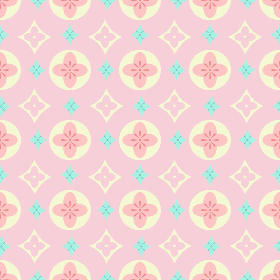 Pink Sakura Monogram seamless pattern vector