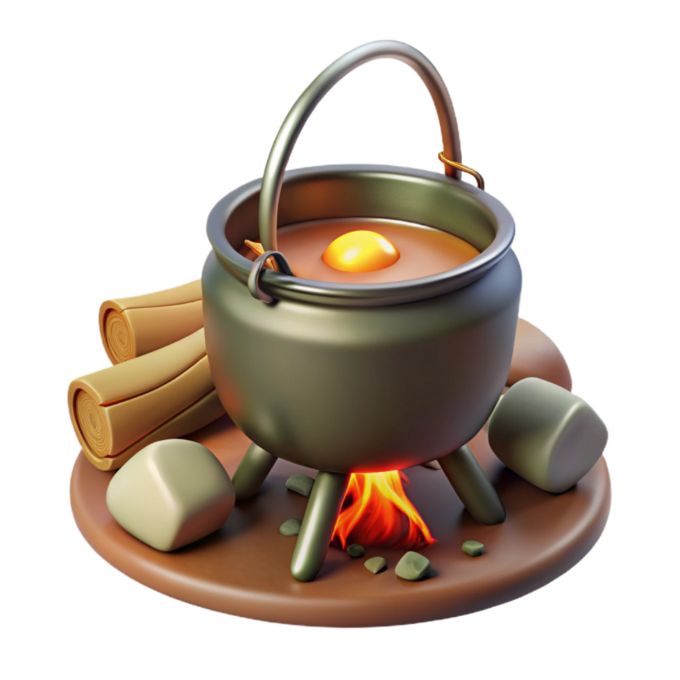 stunning abstract Cooking Pot on Campfire Transparent Background high quality png