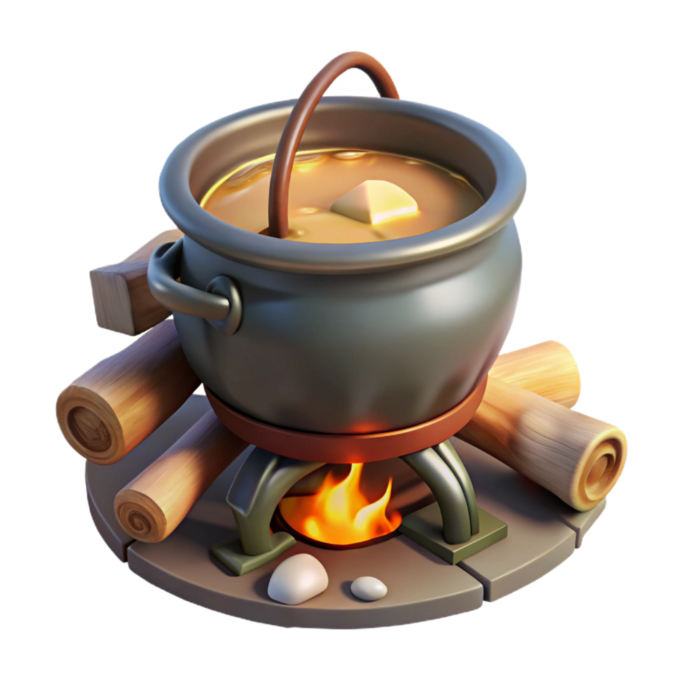 extraordinary abstract Cooking Pot on Campfire Transparent Background premium png