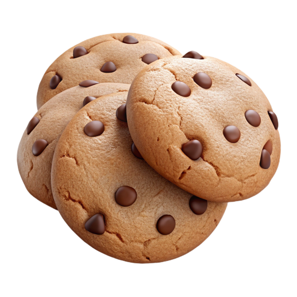 elegant artistic Cookies Chocolate Chip Homemade Isolated on White Background genuine png