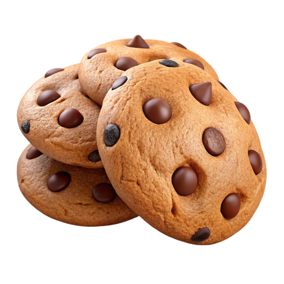 impressive classic Cookies Chocolate Chip Homemade Isolated on White Background detailed png