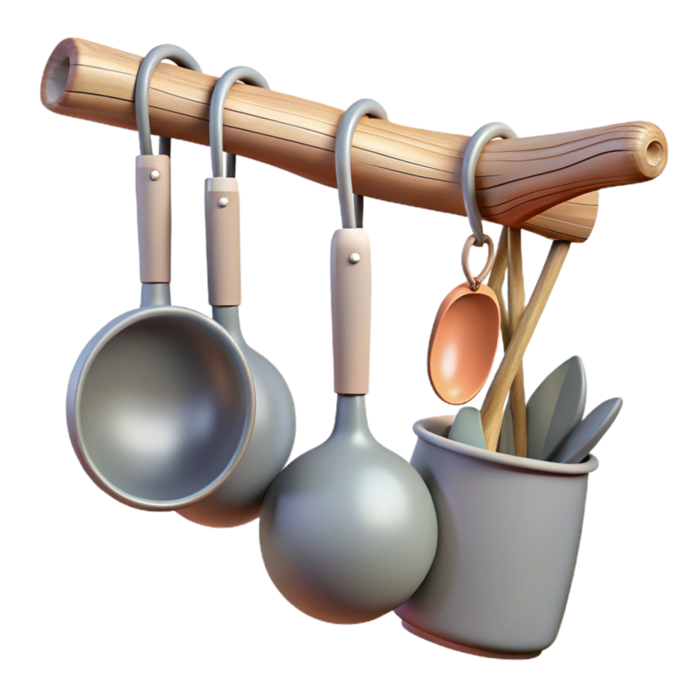 magnificent classic Cooking Utensils Hanging on Branch Transparent Background detailed png