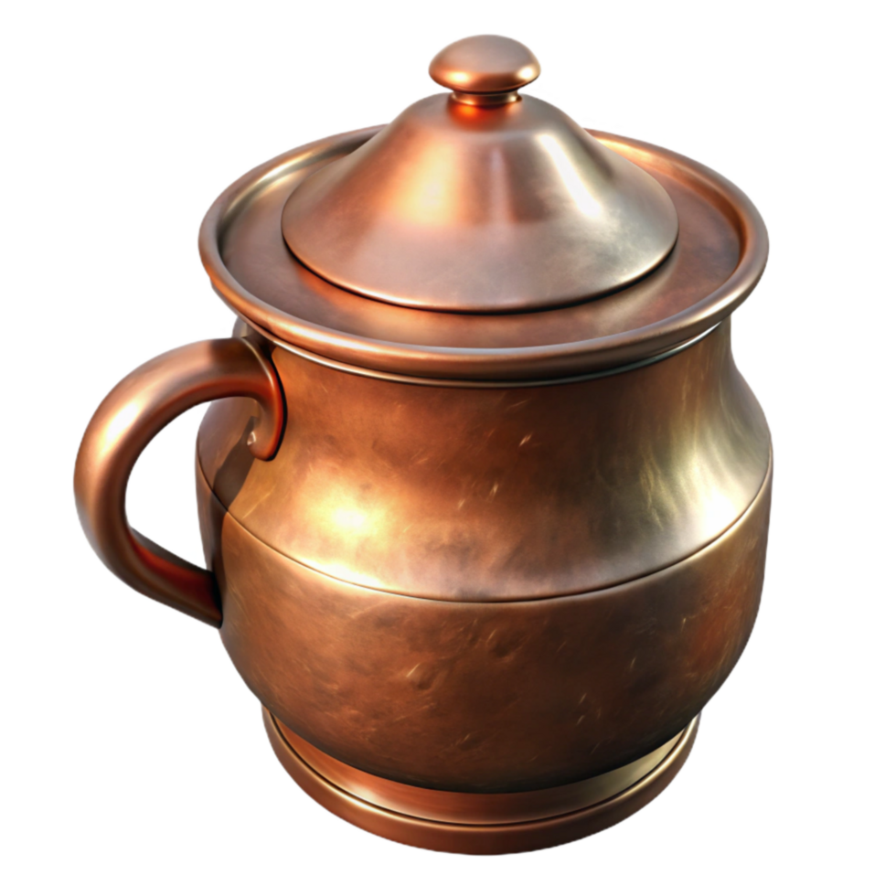 elegant rustic Copper Brewing Pot with Lid Transparent Background exclusive png