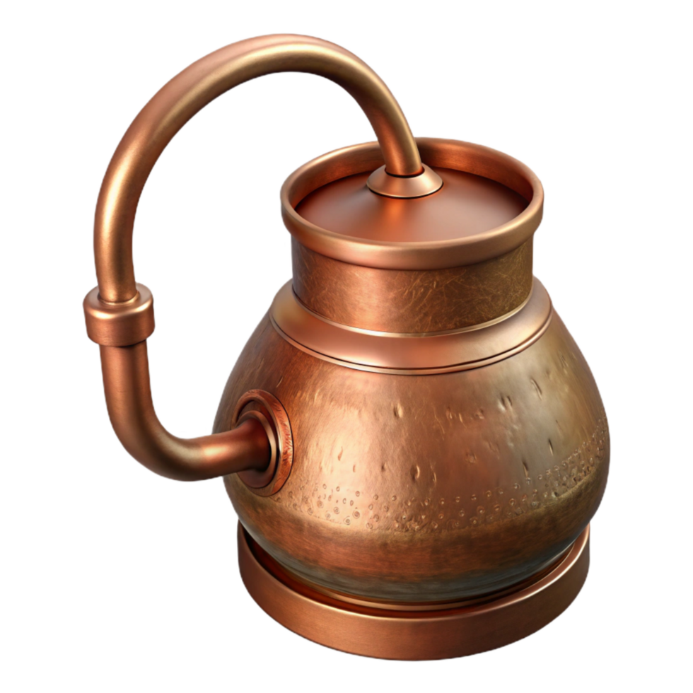 elegant abstract Copper Brewing Pot with Lid Transparent Background detailed png