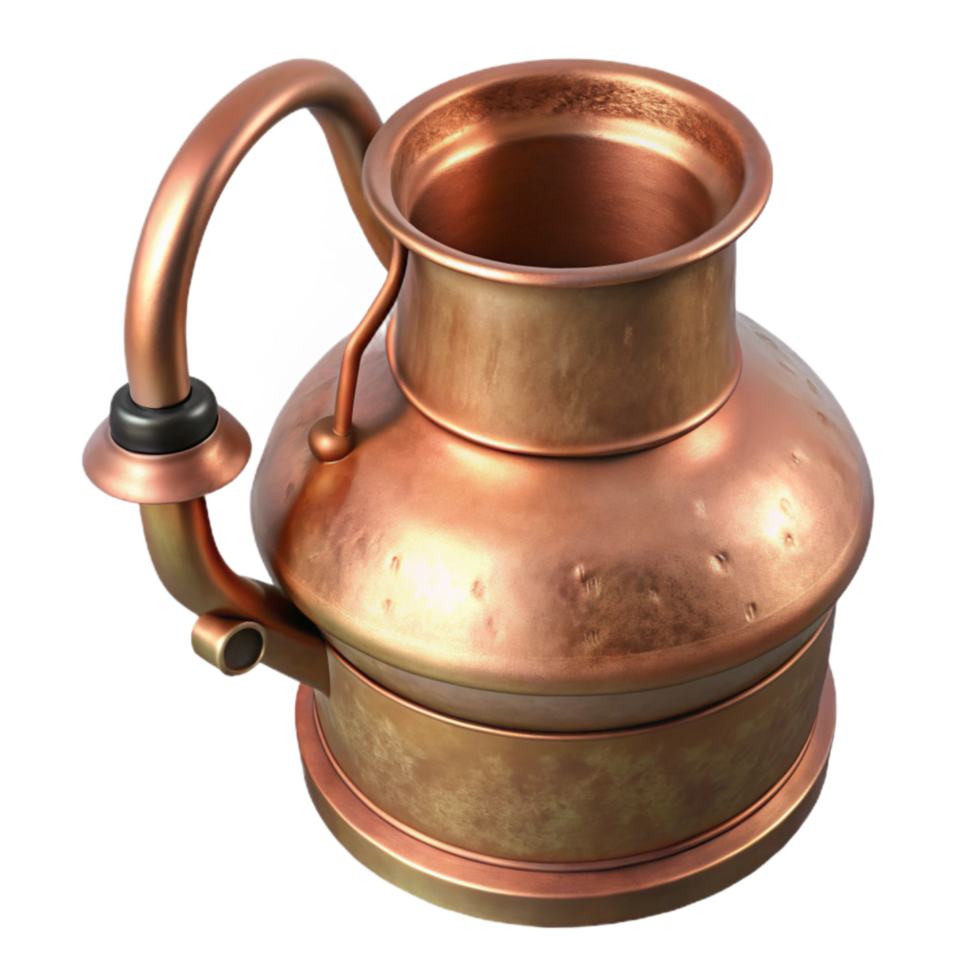 serene modern Copper Brewing Pot with Lid Transparent Background genuine png
