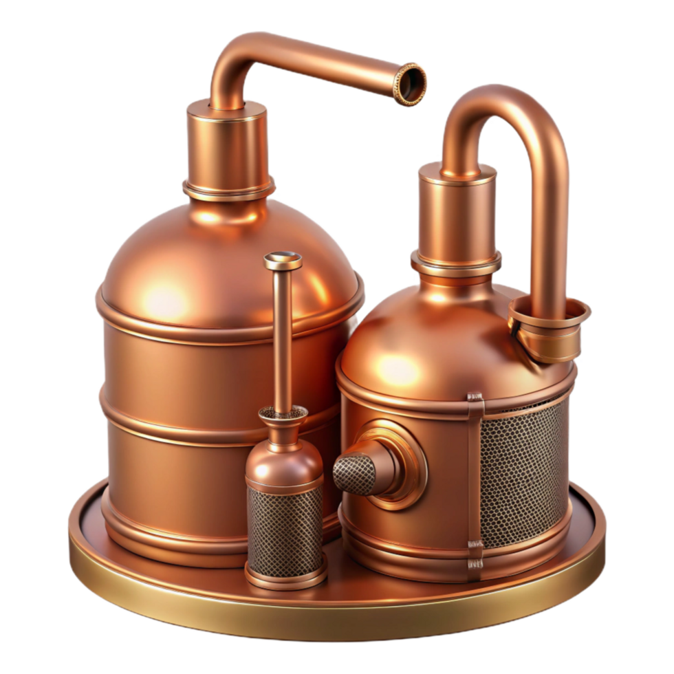 serene classic Copper Pipes of Distillery Isolated Element png