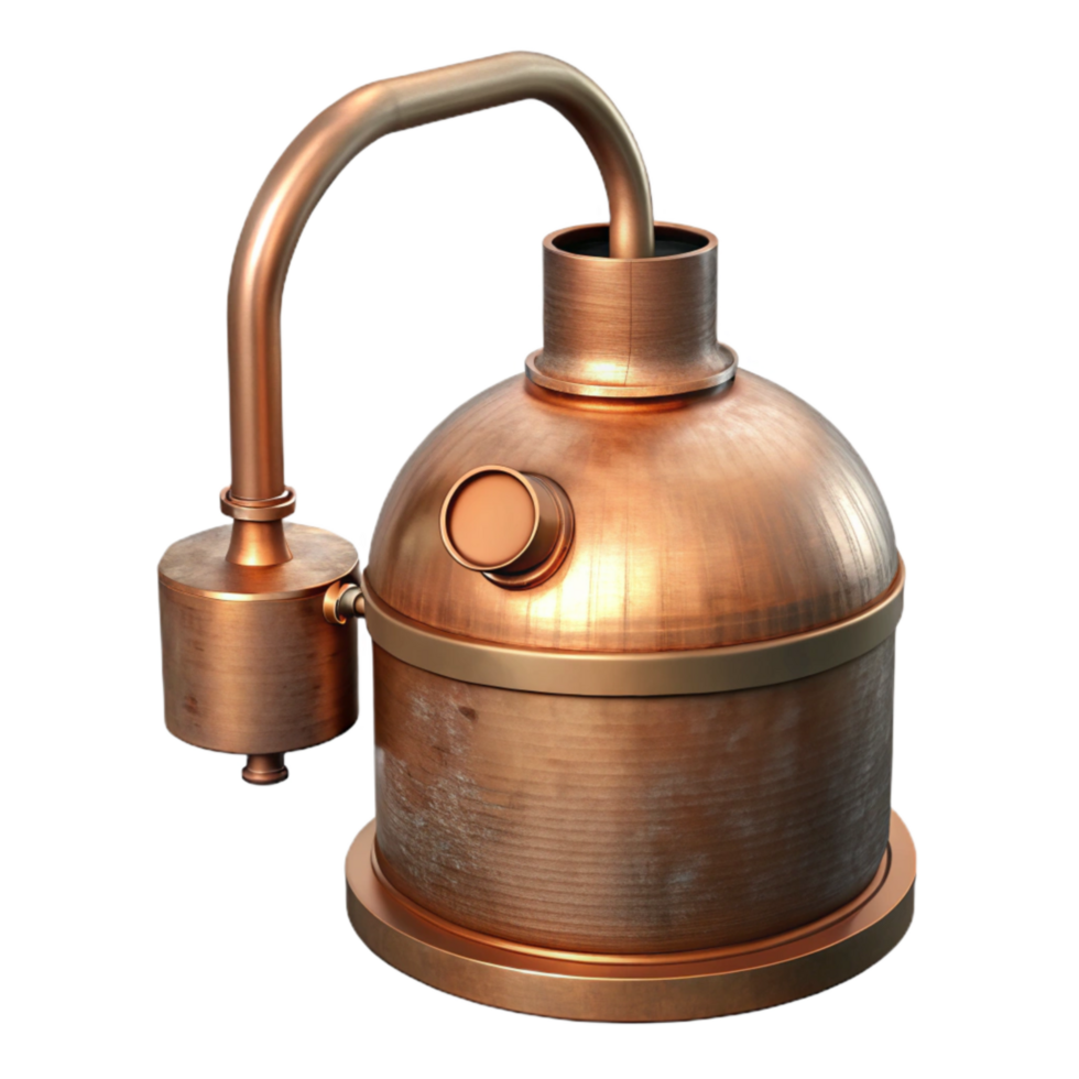 magnificent artistic Copper Still for Distilling Spirits Isolated genuine png
