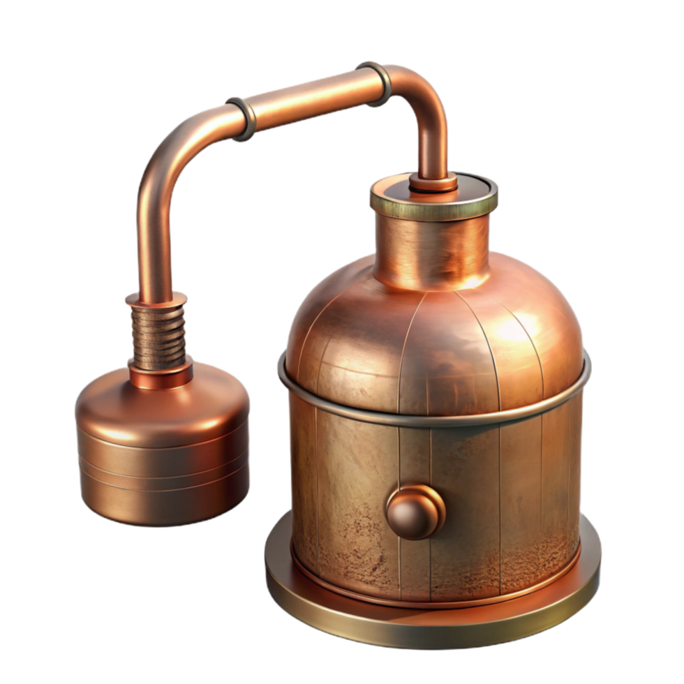 wonderful vintage Copper Still with Worm Condenser Isolated Element high quality png