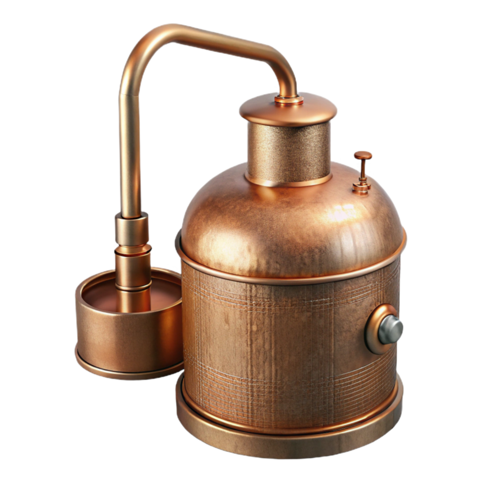 beautiful creative Copper Still with Condenser Coil Isolated Element high quality png