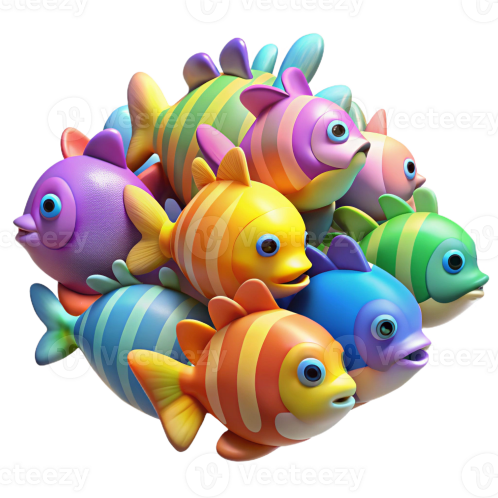 beautiful abstract Coral Reef Fish School Colorful Variety Transparent professional png