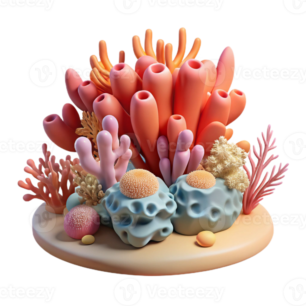 stunning vintage Coral Reef Scene Cutout original png