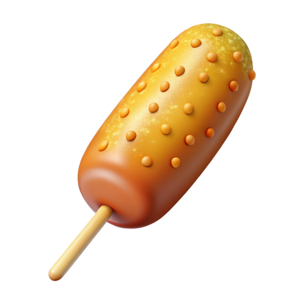 dramatic artistic Corn Dog Crispy Batter on a Stick Transparent professional png