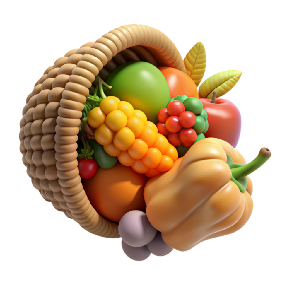 Cornucopia with Fruits and Vegetables Transparent Element png