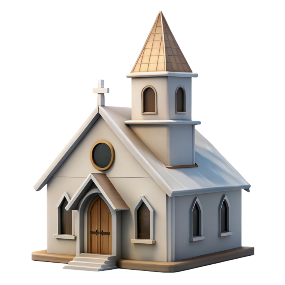 vibrant minimalist Country Church Isolated with Steeple detailed png