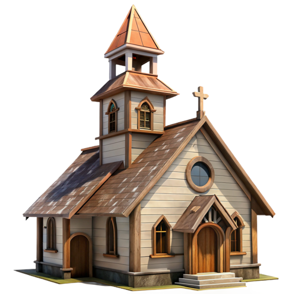 magnificent traditional Country Church Isolated with Steeple original png