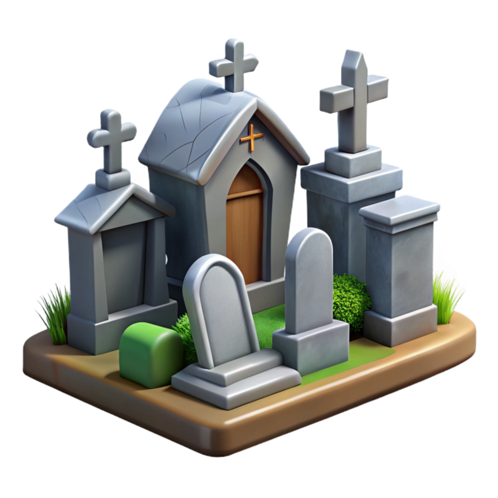 beautiful rustic Country Churchyard Isolated with Tombstones high resolution png