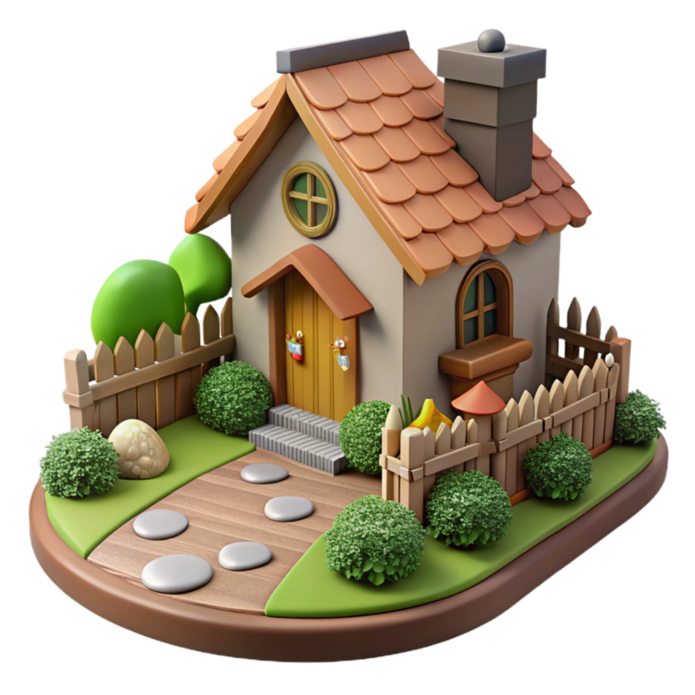 dramatic minimalist Country Cottage Cutout Side View with Weathered Texture png