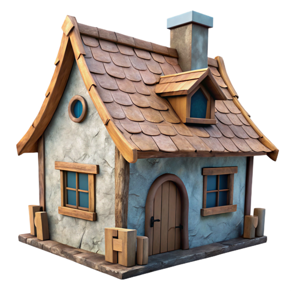 wonderful contemporary Country Cottage Cutout Side View with Weathered Texture authentic png