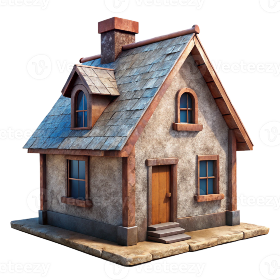 extraordinary minimalist Country Cottage Cutout Side View with Weathered Texture high quality png