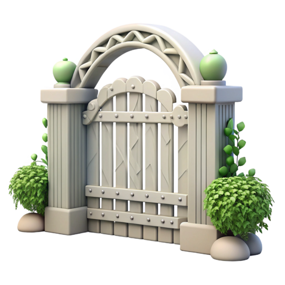 beautiful traditional Country Garden Gate Cutout with White Paint detailed png