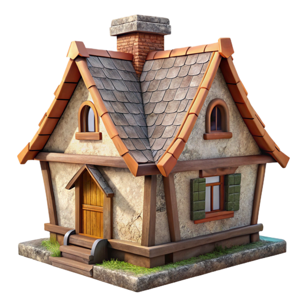 serene creative Country Cottage Cutout Side View with Weathered Texture exclusive png