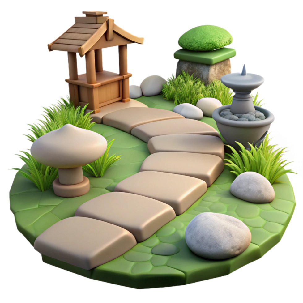 impressive rustic Country Garden Path Cutout with Stepping Stones png