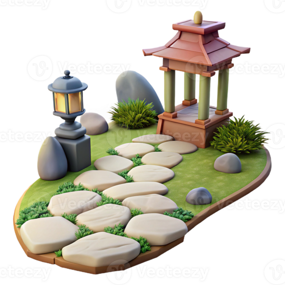 serene modern Country Garden Path Cutout with Stepping Stones high resolution png